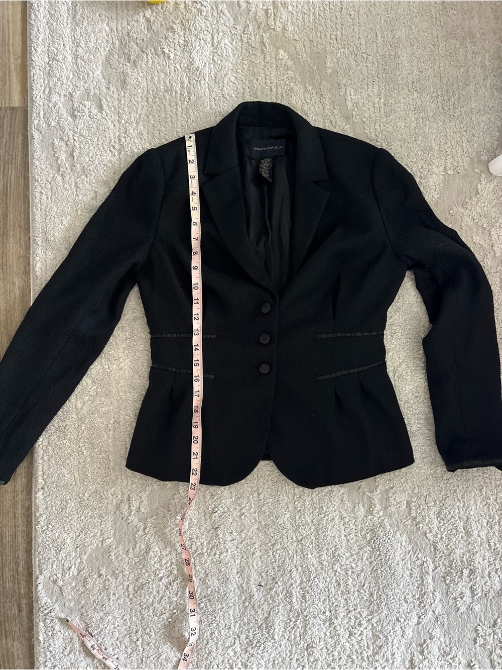 Banana Republic Black Peplum 3-Button Suit Blazer Jacket Size 8 - Picture 5 of 5